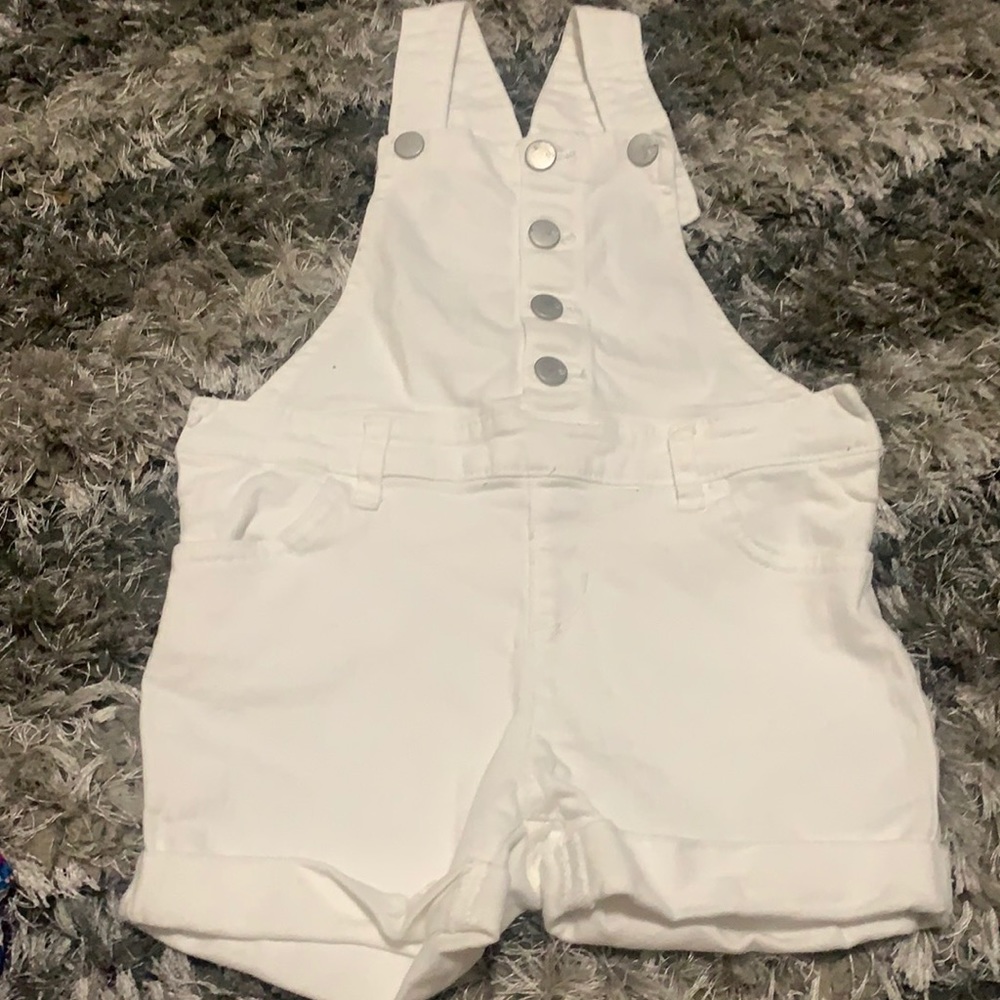 White overall shorts